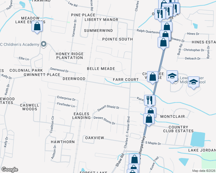 map of restaurants, bars, coffee shops, grocery stores, and more near 125 Glenn Bryant Road in Hinesville