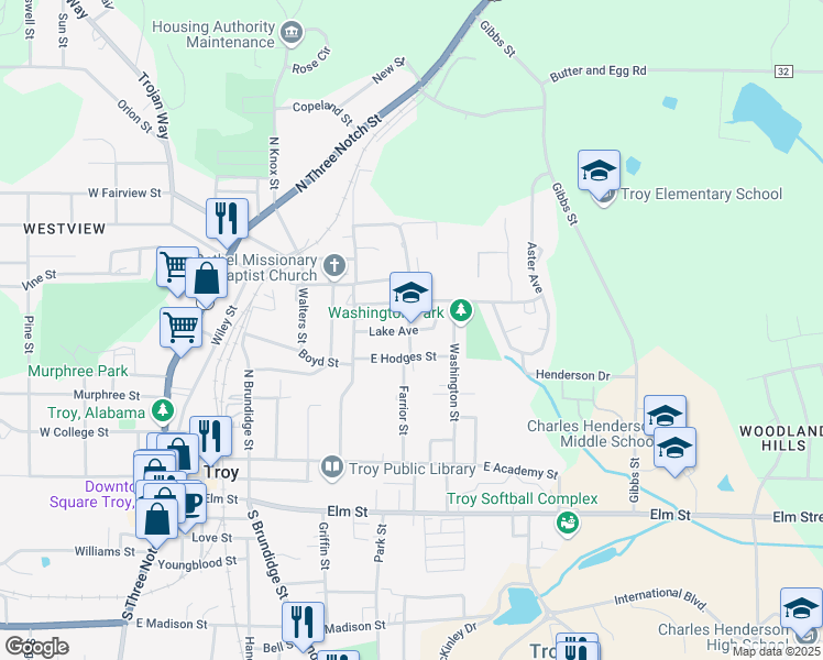 map of restaurants, bars, coffee shops, grocery stores, and more near 211 Lake Avenue in Troy
