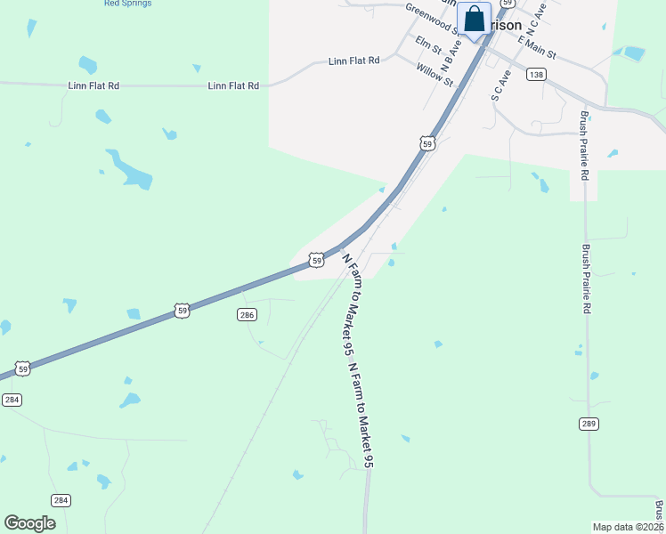 map of restaurants, bars, coffee shops, grocery stores, and more near 433 County Road 286 in Garrison