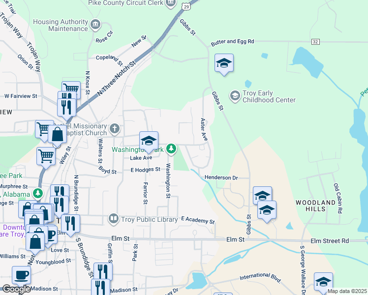 map of restaurants, bars, coffee shops, grocery stores, and more near 101 Henderson Drive in Troy