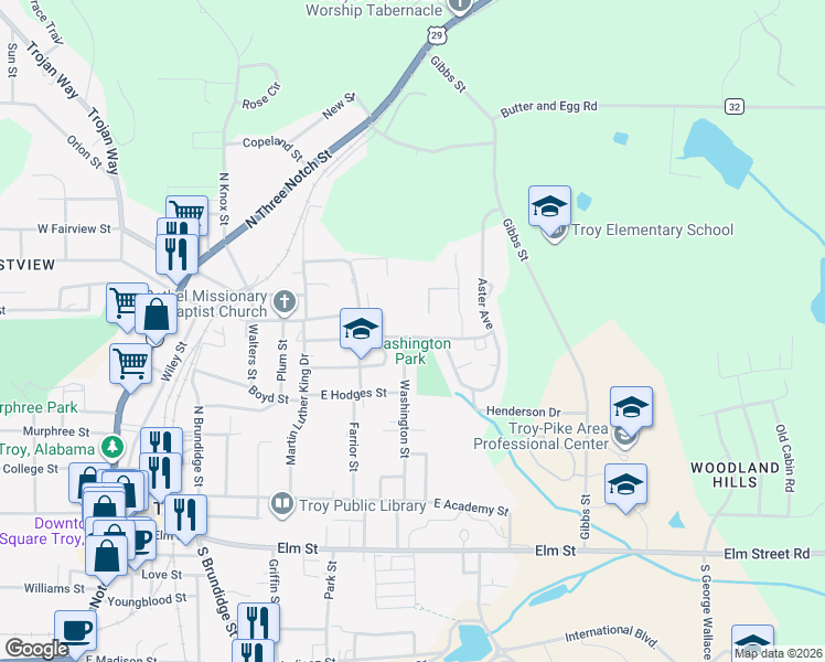 map of restaurants, bars, coffee shops, grocery stores, and more near 402 Hubbard Street in Troy