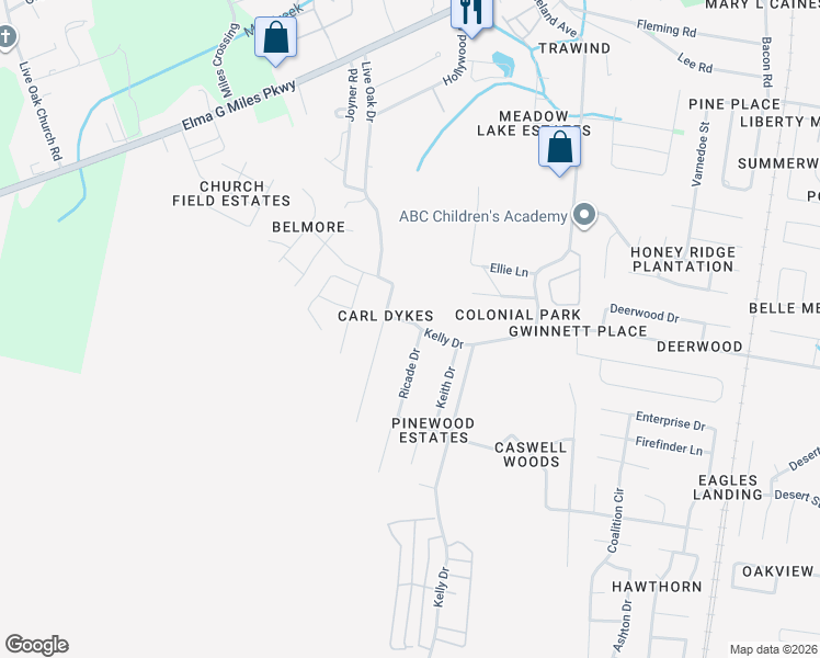 map of restaurants, bars, coffee shops, grocery stores, and more near 1057 Ricade Drive in Hinesville