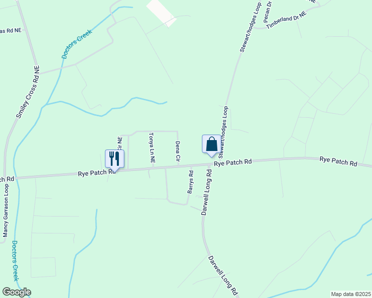 map of restaurants, bars, coffee shops, grocery stores, and more near 42 Rick Wilson Drive Northeast in Ludowici