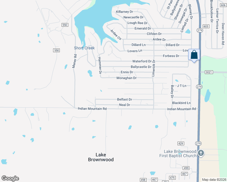 map of restaurants, bars, coffee shops, grocery stores, and more near 7167 Cork Drive in Brownwood