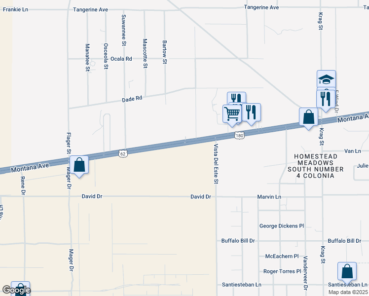 map of restaurants, bars, coffee shops, grocery stores, and more near 14260 Montana Avenue in El Paso