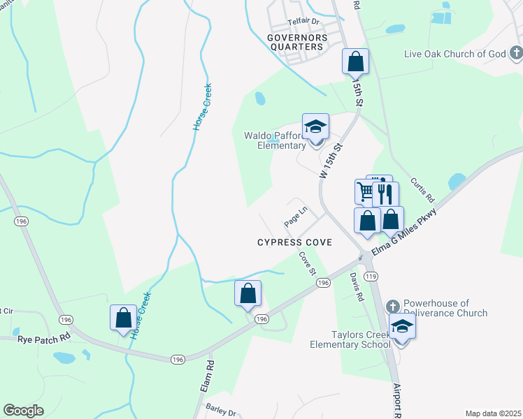 map of restaurants, bars, coffee shops, grocery stores, and more near 2716 Java Court in Hinesville