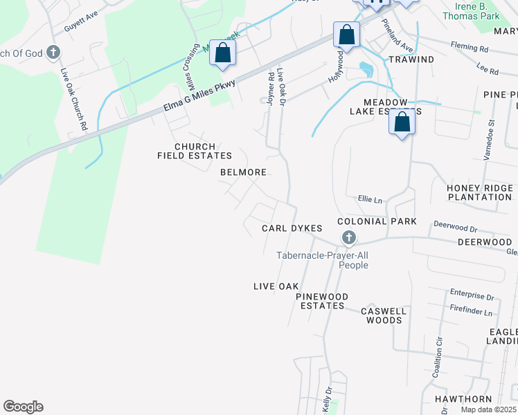 map of restaurants, bars, coffee shops, grocery stores, and more near 912 Granger Drive in Hinesville