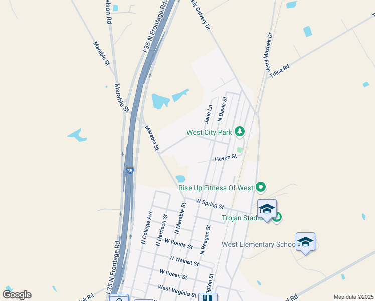map of restaurants, bars, coffee shops, grocery stores, and more near 411 Meadow Drive in West