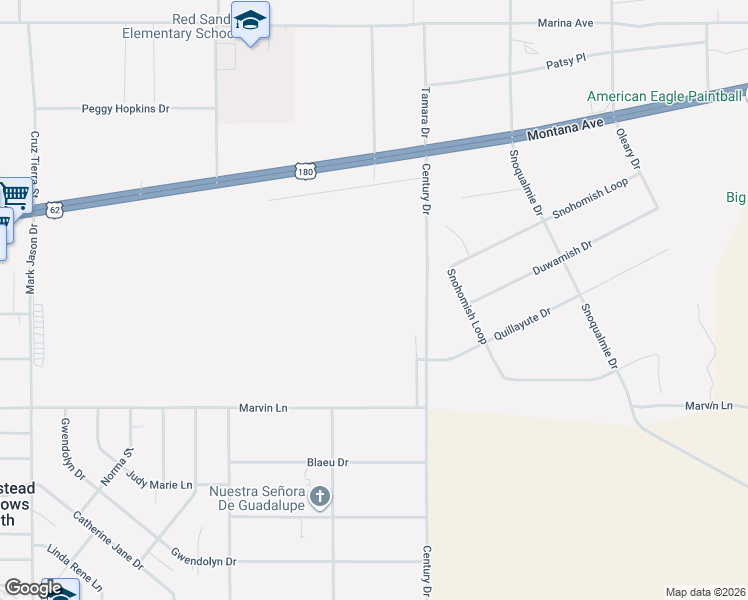 map of restaurants, bars, coffee shops, grocery stores, and more near 4048 Century Drive in El Paso