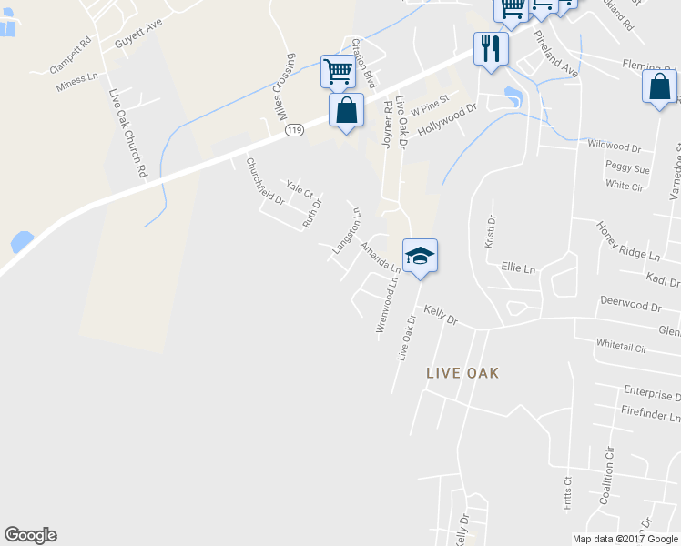 map of restaurants, bars, coffee shops, grocery stores, and more near 1113 Cornett Court in Hinesville