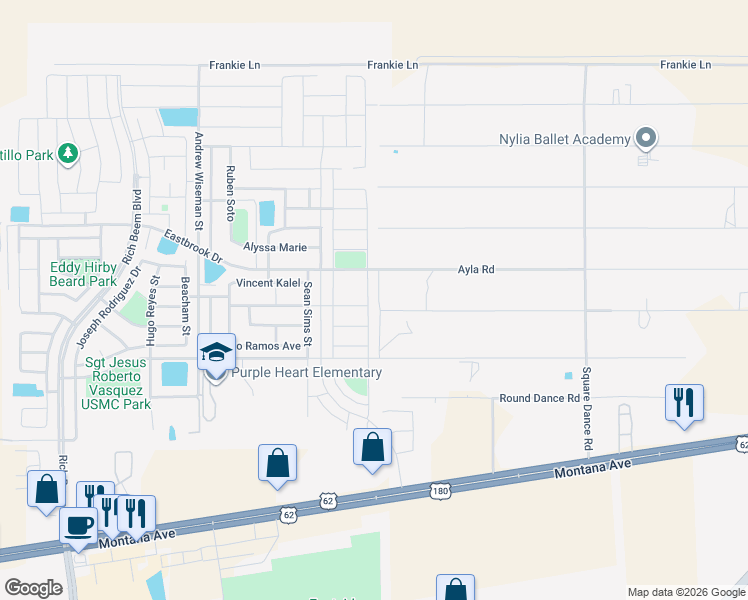 map of restaurants, bars, coffee shops, grocery stores, and more near 13101 Tobacco Road in El Paso