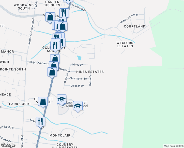 map of restaurants, bars, coffee shops, grocery stores, and more near 906 Byrum Drive in Hinesville