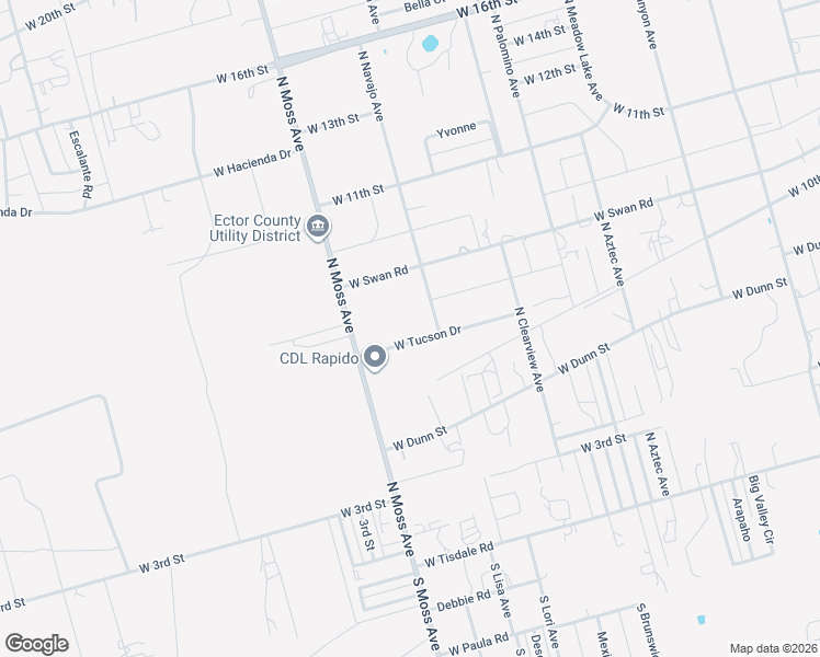 map of restaurants, bars, coffee shops, grocery stores, and more near 901 North Navajo Avenue in Odessa