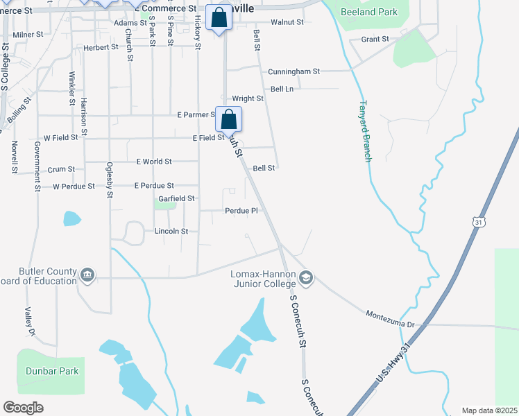 map of restaurants, bars, coffee shops, grocery stores, and more near 538 South Conecuh Street in Greenville