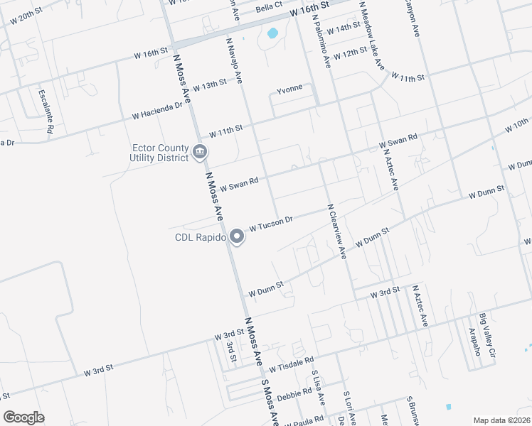 map of restaurants, bars, coffee shops, grocery stores, and more near 901-999 North Navajo Avenue in Odessa