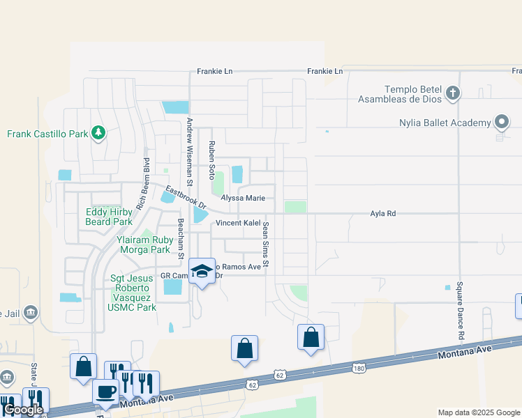map of restaurants, bars, coffee shops, grocery stores, and more near 14471 Eastbrook Drive in El Paso