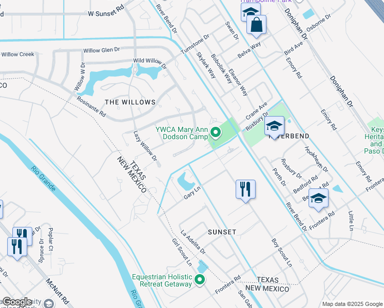 map of restaurants, bars, coffee shops, grocery stores, and more near 324 Wild Willow Drive in El Paso
