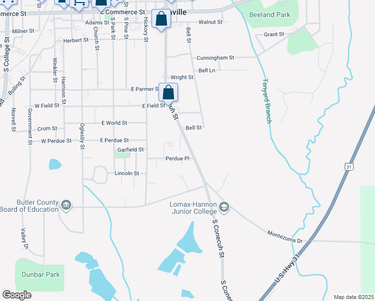 map of restaurants, bars, coffee shops, grocery stores, and more near 538 South Conecuh Street in Greenville