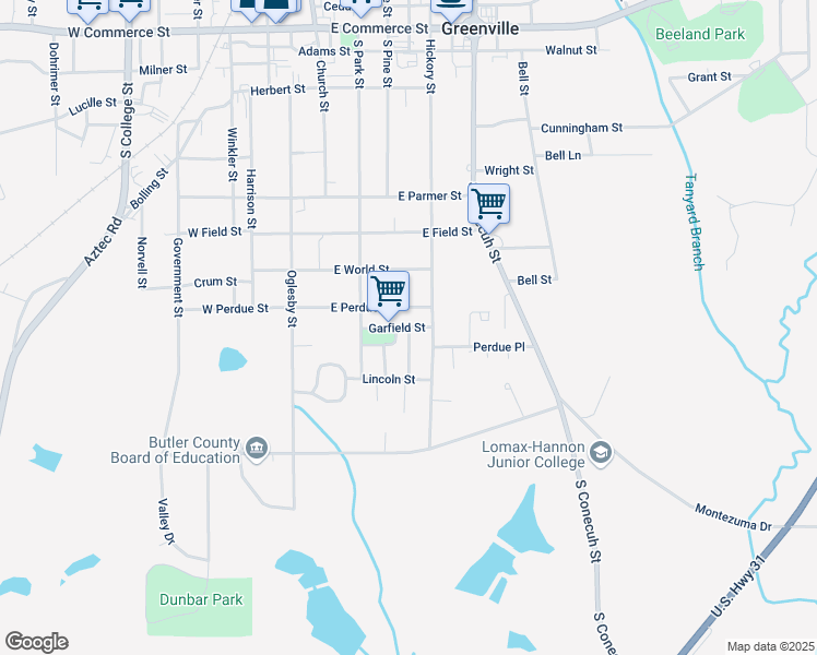 map of restaurants, bars, coffee shops, grocery stores, and more near 800 Roosevelt Street in Greenville