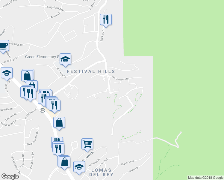 map of restaurants, bars, coffee shops, grocery stores, and more near 5405 Silent Sun Lane in El Paso