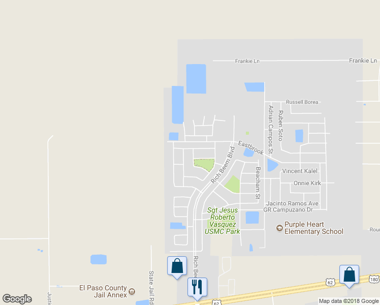 map of restaurants, bars, coffee shops, grocery stores, and more near 4813 Ramon Vega in El Paso