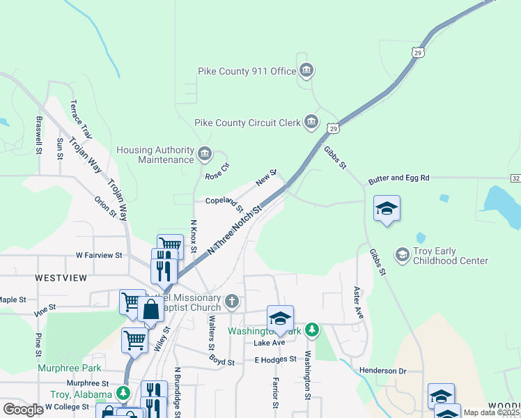map of restaurants, bars, coffee shops, grocery stores, and more near 1200-1270 North 3 Notch Street in Troy