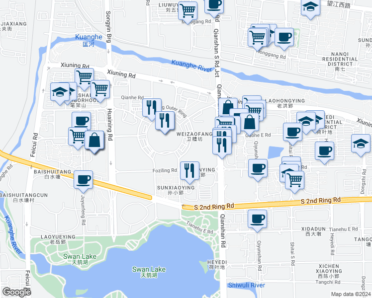 map of restaurants, bars, coffee shops, grocery stores, and more near in Hefei