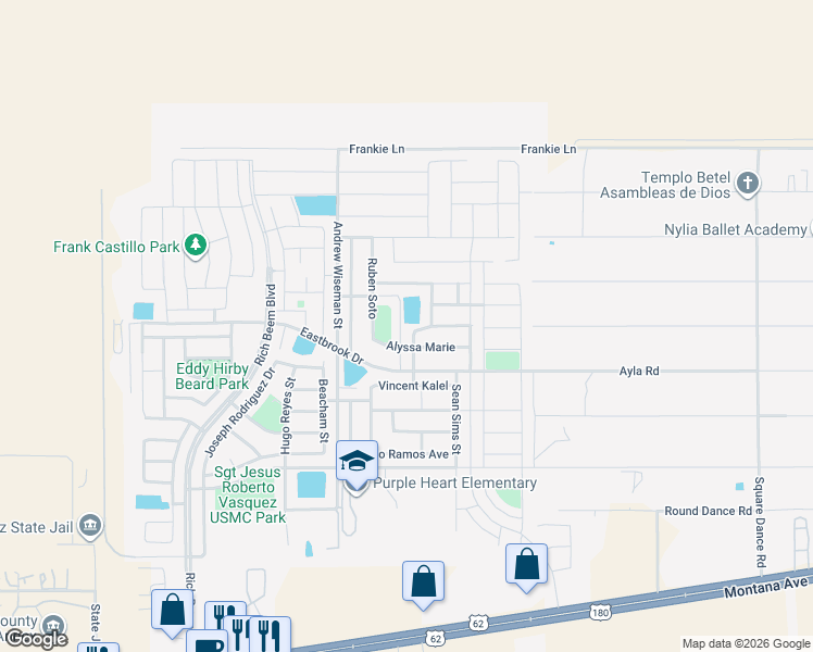 map of restaurants, bars, coffee shops, grocery stores, and more near 4837 Gabriel Anthony Place in El Paso