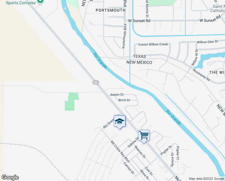 map of restaurants, bars, coffee shops, grocery stores, and more near 106 Concepcion Lane in Sunland Park
