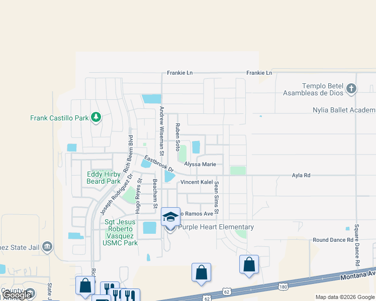 map of restaurants, bars, coffee shops, grocery stores, and more near 4837 Gabriel Anthony Place in El Paso