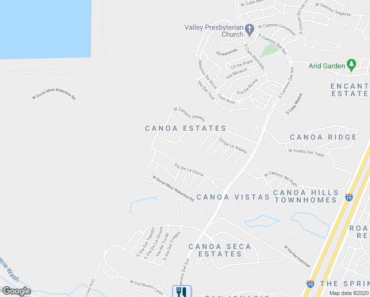 map of restaurants, bars, coffee shops, grocery stores, and more near 1795 West Placita De Las Fincas in Green Valley