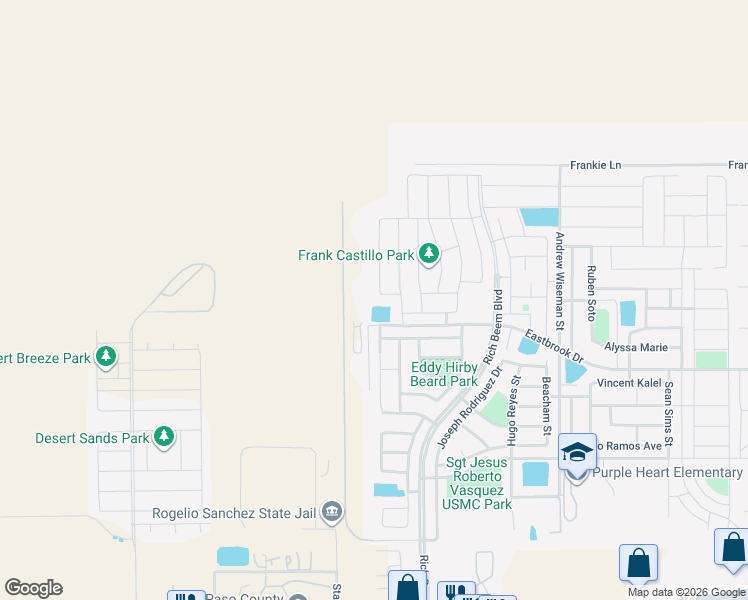 map of restaurants, bars, coffee shops, grocery stores, and more near 12701 Tre Maximiliano Avenue in El Paso