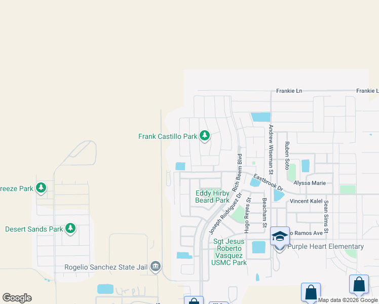 map of restaurants, bars, coffee shops, grocery stores, and more near Marcella Santillana in El Paso