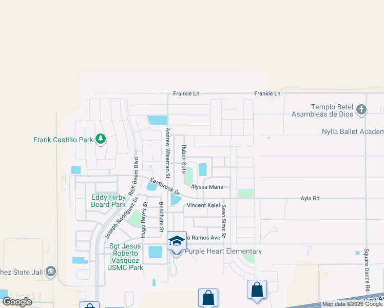 map of restaurants, bars, coffee shops, grocery stores, and more near 4933 Ruben Soto in El Paso