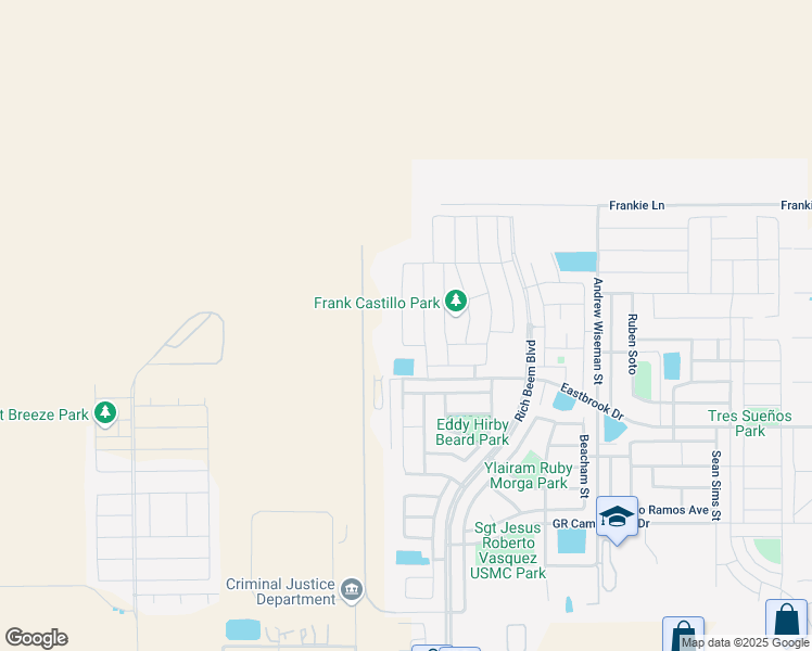map of restaurants, bars, coffee shops, grocery stores, and more near 4980 Margarita Talamantes in El Paso