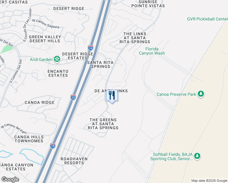map of restaurants, bars, coffee shops, grocery stores, and more near 531 West Royal Troon Place in Green Valley