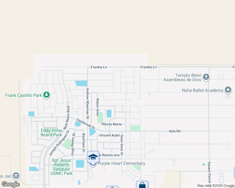 map of restaurants, bars, coffee shops, grocery stores, and more near 14464 Russell Borea in El Paso