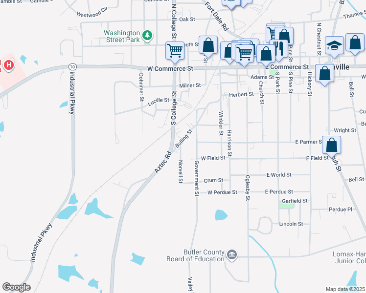 map of restaurants, bars, coffee shops, grocery stores, and more near 501 Norvell Street in Greenville