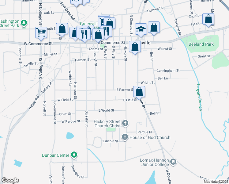map of restaurants, bars, coffee shops, grocery stores, and more near 301-311 E Parmer St in Greenville