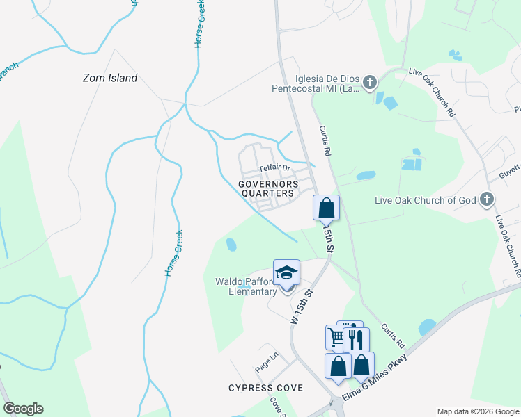 map of restaurants, bars, coffee shops, grocery stores, and more near 712 Tattnall Drive in Hinesville