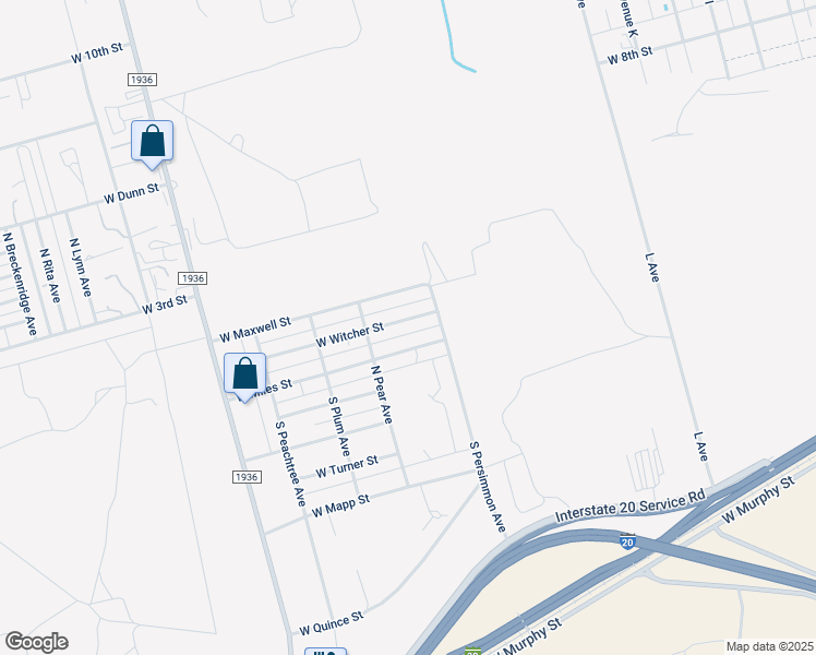 map of restaurants, bars, coffee shops, grocery stores, and more near 5241 W Witcher St in Odessa