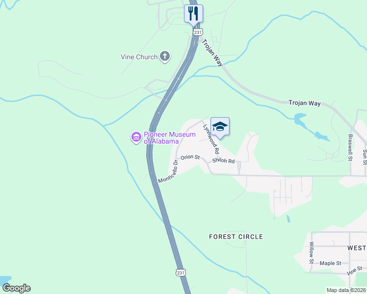 map of restaurants, bars, coffee shops, grocery stores, and more near 809 Orion Street in Troy