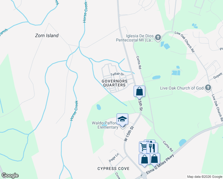 map of restaurants, bars, coffee shops, grocery stores, and more near 712 Tattnall Drive in Hinesville