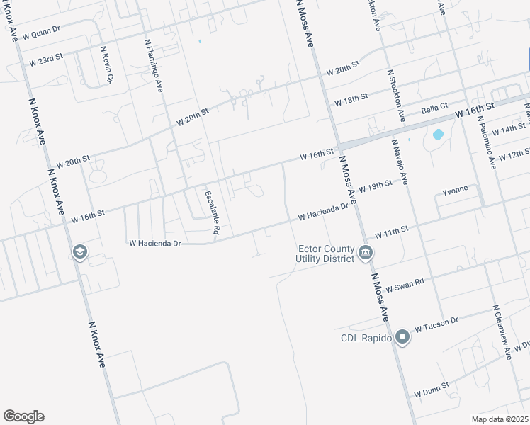 map of restaurants, bars, coffee shops, grocery stores, and more near 11100 West Hacienda Drive in Odessa