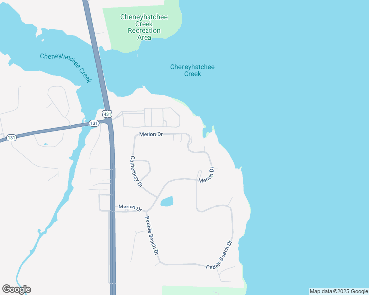 map of restaurants, bars, coffee shops, grocery stores, and more near 2B Merion Drive in Eufaula