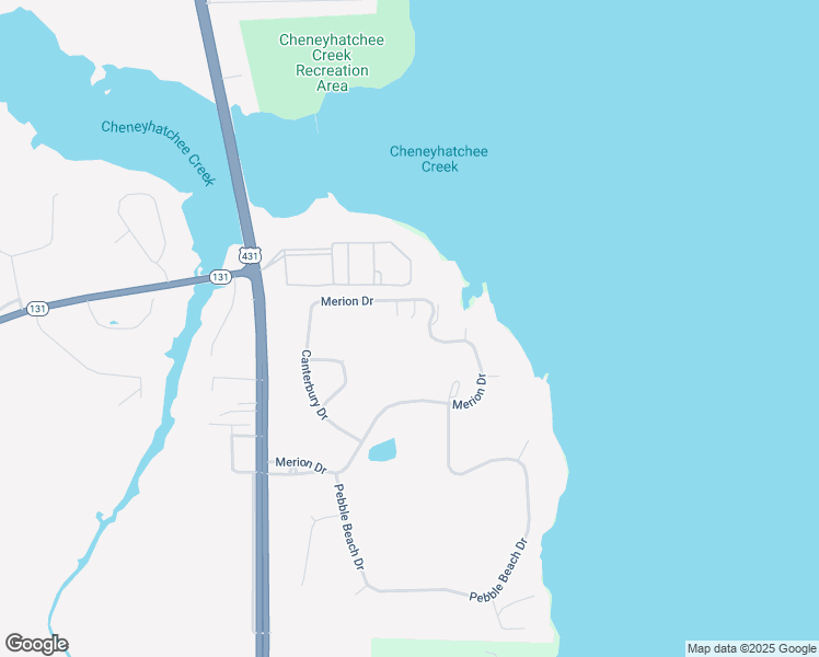 map of restaurants, bars, coffee shops, grocery stores, and more near 2B Merion Drive in Eufaula