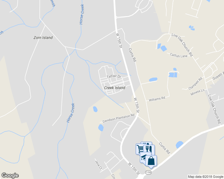 map of restaurants, bars, coffee shops, grocery stores, and more near 819 Terrell Drive in Hinesville