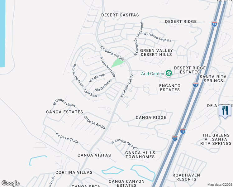 map of restaurants, bars, coffee shops, grocery stores, and more near 1435 Camino Tolteca in Green Valley
