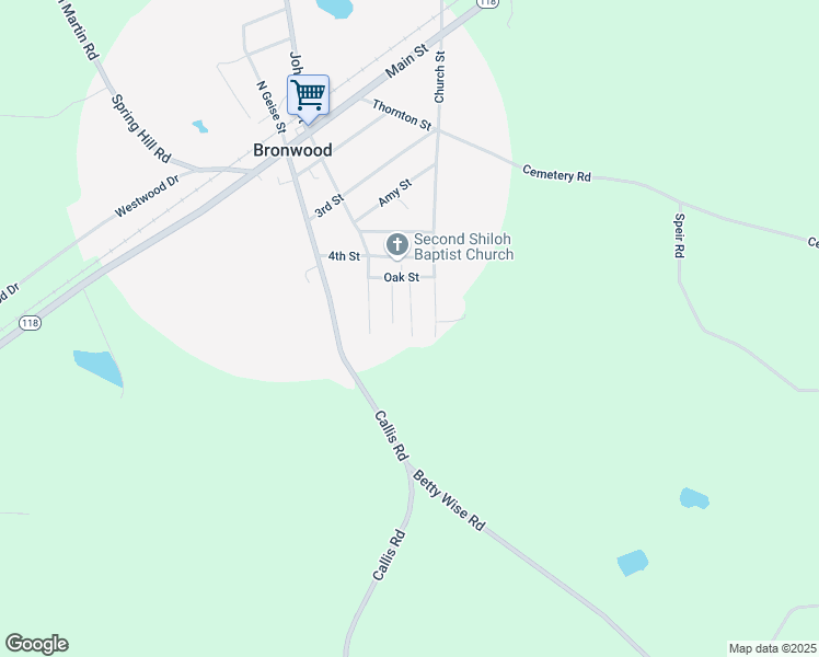 map of restaurants, bars, coffee shops, grocery stores, and more near 301 Flint Avenue in Bronwood
