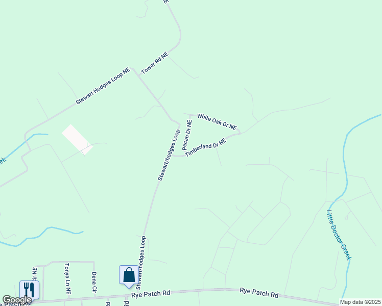 map of restaurants, bars, coffee shops, grocery stores, and more near 20 Pecan Drive Northeast in Ludowici